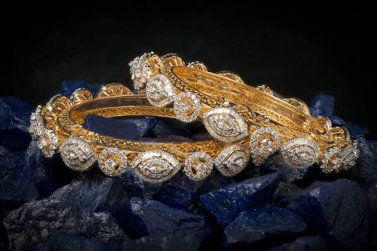 Gold and diamond bangles