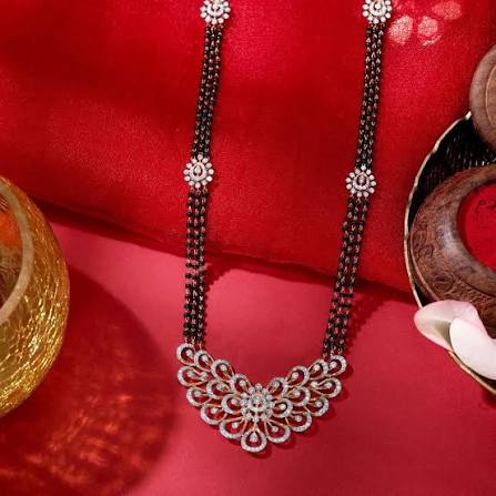 Diamond mangalsutra with black beads